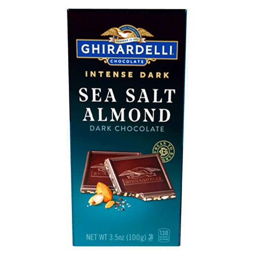 GHIRARDELLI Intense Dark Chocolate Bar, Sea Salt Almond, 3.5 Oz Bar
