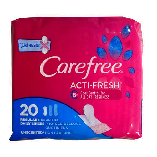 Carefree Acti-Fresh Body Shape Pantiliners Regular Unscented - 20 Liners, Pack of 3