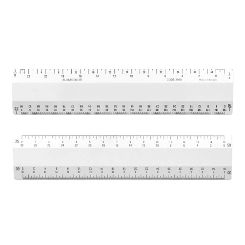 Alumicolor Combination 6 inch w/ 4 Bevel Design Scale Ruler for Drawing, Drafting, Architecture & Engineering, Silver