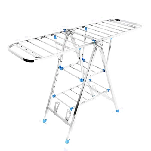 RUYICZB Expandable Clothes Drying Rack, Foldable Laundry Drying Rack, Large 3-Layer Stainless Steel Drying Rack with Gullwings for Sheets Towels & Clothing, Free-Standing Airer Indoor Outdoor