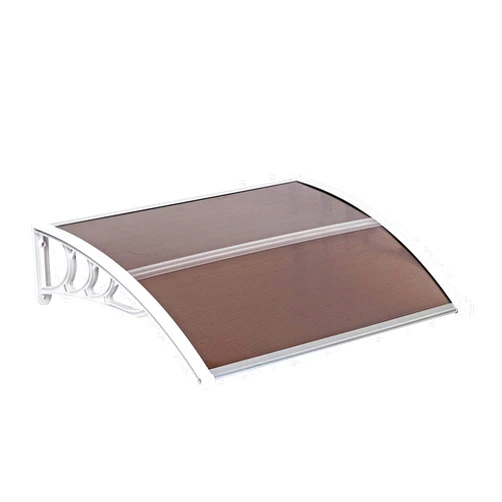 Baisha Window Awning Door Canopy,Outdoor Polycarbonate Cover Outdoor Front Door Patio Canopy UV Rain Snow Sunlight Protection (40x32inch,Brown Canopy/White Bracket),HT-100