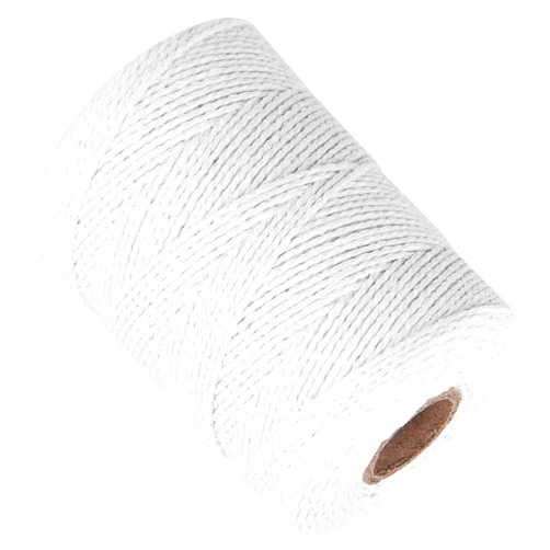 Ohtomber White Cotton Butchers Twine - 656 Feet 2MM Thick String, Kitchen Cooking Bakers Twine Rope for Meat and Roasting, Natural Twine String for Crafts Gardening, Garden Twine, Gift Wrapping Twine