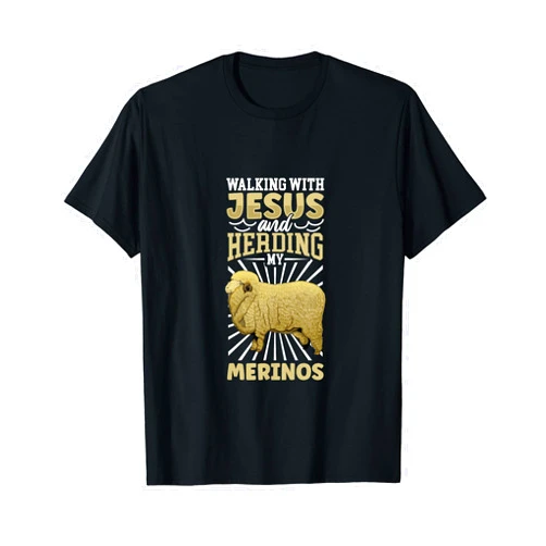Creative Merino Designs Jesus and sheep - Merino T-Shirt