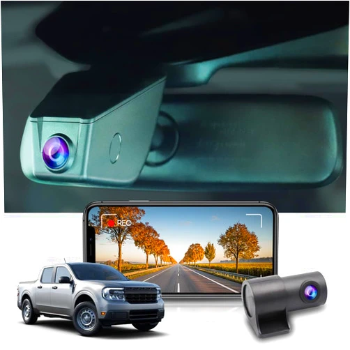 Fitcamx Front 4K+Rear 1080P Dash Cam for 2022-2024 Ford Maverick (with Rain Sensor), OEM Factory Style, Dual HD Video, Built-in WiFi & APP, Loop Recording, Collision Sensor, Easy to Use, 128GB Card