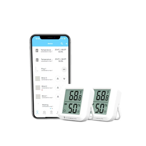 THIRDREALITY Zigbee Temperature and Humidity Sensor 2 Pack, Digital LCD Display, ZigBee Hub Required, App Records, Remote Monitoring and Smart Home Automation, AAA Batteries Included