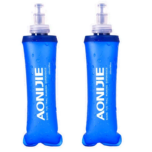 TRIWONDER TPU Soft Folding Water Bottles BPA-Free Collapsible Flask for Hydration Pack - Ideal for Running Hiking Cycling Climbing (250ml/8.45oz - Pack of 2)