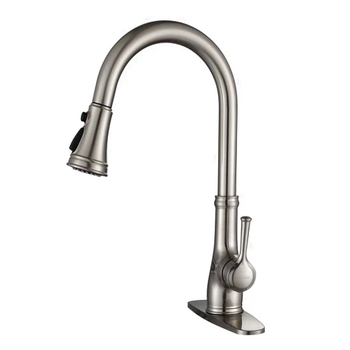 WEWE Kitchen Faucet-WEWE Single Handle Stainless Steel Brushed Nickel Pull Down Kitchen Sink Faucet with Pull Out Sprayer