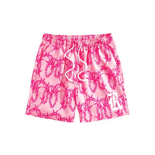 GORGLITTER Men's Graphic Print Gym Track Shorts Drawstring Waist Pockets Workout Cool Shorts