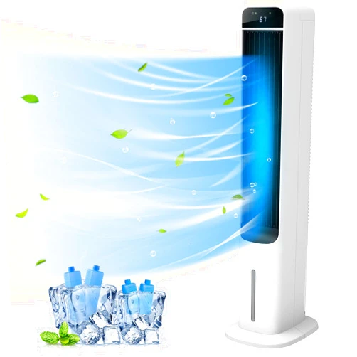 LifePlus 2-In-1 Evaporative Air Cooler - 41” Quiet Cooling Tower Fan Humidifier Portable Swamp Cooler with Bladeless Design, 60° Oscillation, Remote Control, 3 Modes and 3 Wind Speeds, 12H Timer, 4 Ice Boxes