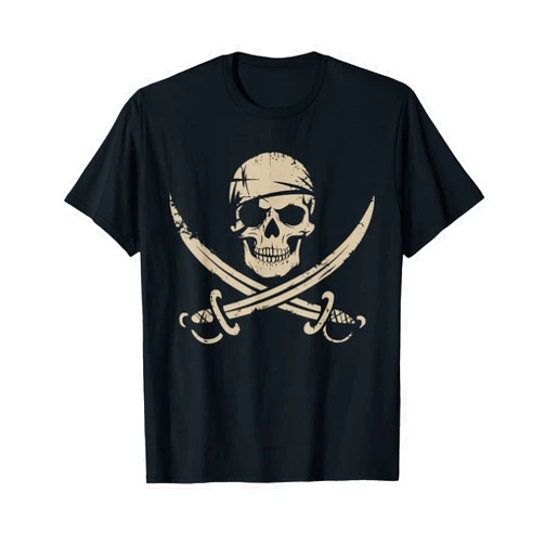 Vintage Pirate Skull Funny For Men Women Birthday Pirate Skull and Crossbones Skeleton Halloween for Kids Boys T-Shirt