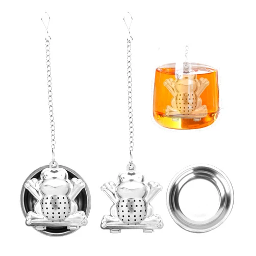 TOCCOOL 2PCS Frog Tea Infuser Set - Stainless Steel Mesh Animal-Shaped Strainer for Loose Leaf Tea, for Mugs, Teapots, Water Cups (Silver)