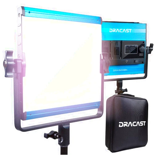 Dracast X Series LED500 - Bi-Color 3200K - 5600K LED Video Light | Bluetooth App Control | Dimmable Lighting 0-100% | CRI & TLCI 96+ | Dual NP-F Battery Plate | Carry Case