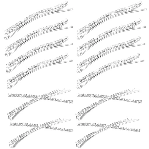 WILLBOND 12 Pieces Rhinestone Bobby Pins Decorative Fancy Crystal Hair Clips Shiny Metal X Shaped Barrettes Bling Diamond Wedding Bridal Shower Hair Accessories for Women Ladies Girls (Silver)