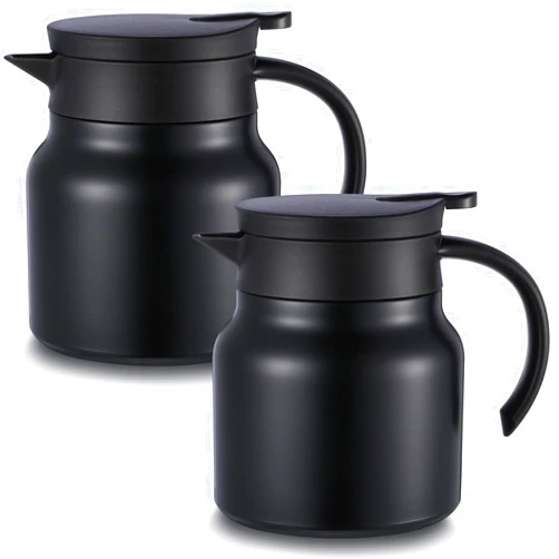 Ziliny 2 Pcs 27 oz Thermal Coffee Carafe Stainless Steel Coffee Carafes for Keeping Hot/Cold Drinks Double Wall Vacuum Insulated Teapot Beverage Server Dispenser for Milk Tea Hot Chocolates, Black