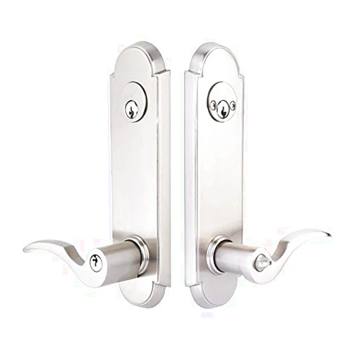 EMTEK Annapolis Two Point Lock, Double Cylinder with Matching Finish Cortina Lever - Choice of Left/Right Handing - Available in 10 Finishes - 5318CRHUS19 - Right Handed (RH) - Flat Black (US19)