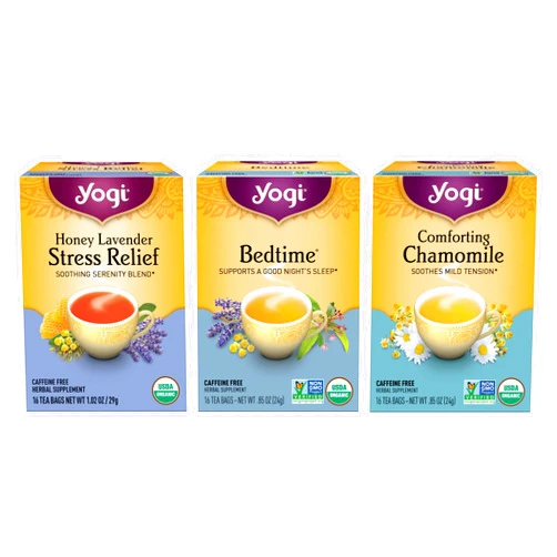 Yogi Tea Relaxation & Stress Relief Tea Variety Pack - 16 Tea Bags per Pack (3 Packs) - Relaxing Tea Sampler - Includes Honey Lavender Stress Relief Tea, Bedtime Tea & Comforting Chamomile Tea