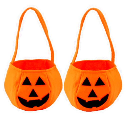 HENGKE Halloween Pumpkin Candy Bags for Kids, Trick or Treat, Non-Woven Pumpkin Buckets Trick or Treat Bags Holder Handbag for Kids Costume Party Favors Supplies(2 Packs Pumpkin)