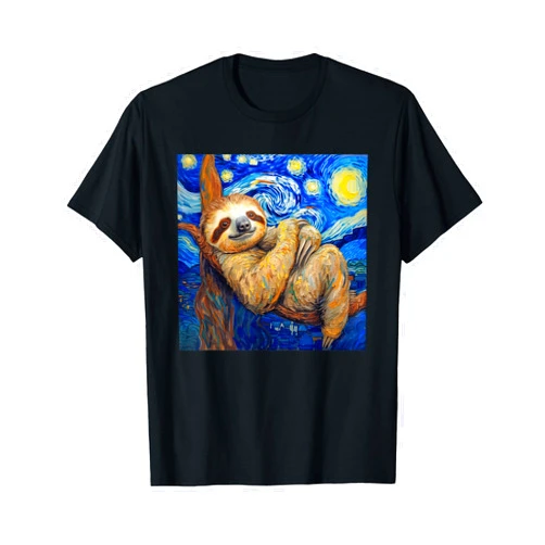 Sloth Lover Co. Sloth Van Gogh Style Starry Night T-Shirt