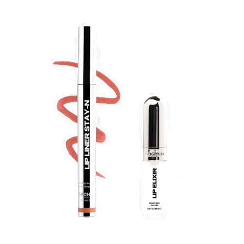Sacheu Lip Liner STAY-N & Lip Elixir Bundle — Long Lasting Matte Lip Tattoo, Transfer Proof Lipstain Infused with Hyaluronic Acid & Vitamin E, for All Skin Types — P-inked and Clear