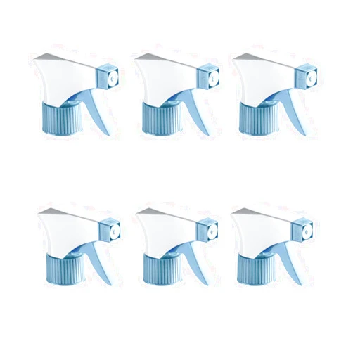 DOMPEL Trigger Sprayers valves, color blue, thread 28/410, made with stainless steel springs and glass balls, with spray and stream Model 101D. (Spray heads only, bottles not included) (6)