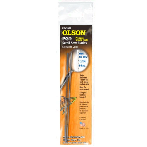 Olson Saw PG45502 Precision Ground Scroll Saw Blade, TPI-12,9 Reverse