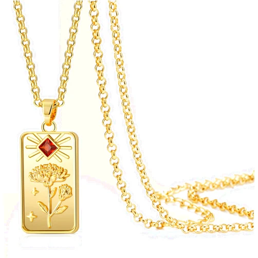 micuco Birth Flower Necklace for Women 18K Gold Plated Floral Pendant Necklace Dainty Birthstone Engraved Jewelry