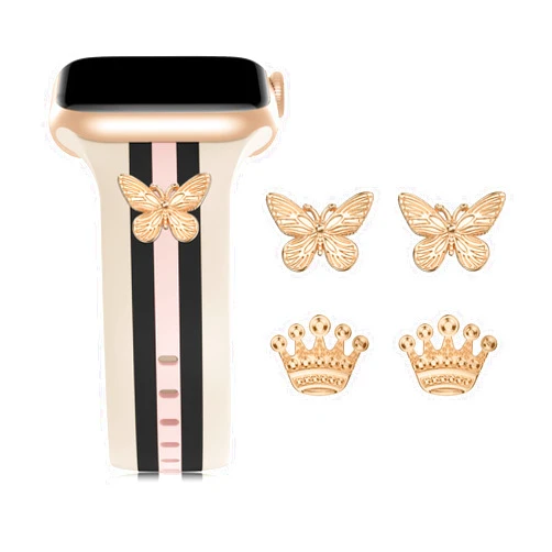 Bagoplus Designer Band with Charms Decor Compatible with Apple Watch Band 38mm 40mm 41mm Women Men, Stylish Silicone Sport Wristbands for iWatch Series 8 7 6 5 4 3 2 1 SE Ultra