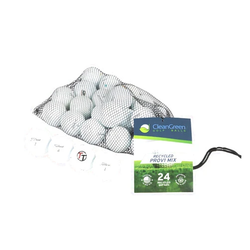 Clean Green Golf Balls 24 Titleist Pro V1 Recycled Golf Balls Mix - includes Used Golf Balls Bulk and Mesh Reusable Bag - Recycled & Used Golf Balls for Men and Women