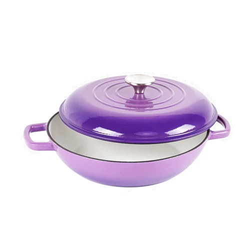 AILIBOO Enameled Cast Iron Dutch Oven,3 Quart Dutch Oven Pot with Lid, Round Dutch Oven Cast Iron Pot with Non Stick Enamel Coating for Bread Baking, Graduated Purple Dutch Oven for Kitchen