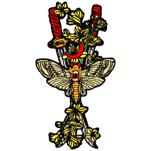 ZEGINs Japanese Flower Sword Patch Embroidered Applique Badge Iron On Sew On Emblem