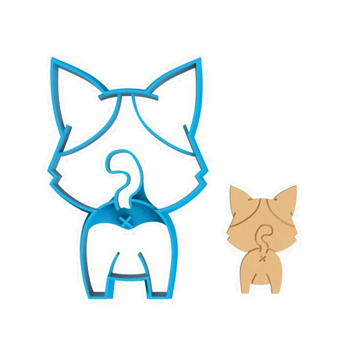 Generic Looking Away Cat Butt - Feline - Tomcat - Kitten - Puss - Mouser - Kitty - Tabby - Cookie Cutter/Sugar Cookie/Fondant/Clay (0149) (4 inch)