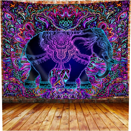 Ptrxobj Mandala Elephant Tapestry, Trippy Purple Bohemian Boho Animal Indian Tapestry Wall Hanging for Bedroom, Hippie Tapestries Poster Blanket College Dorm Home Decor 60X40inches