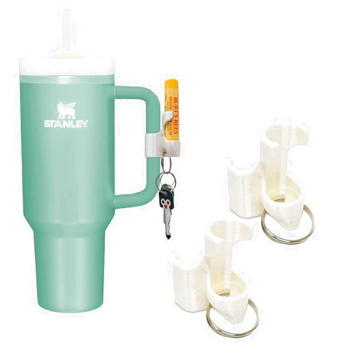 Generic G-B Stanley Cup 40 oz tumbler Chapstick Keychain Holder - 2 in 1 Holder Fits for Stanley 40 oz Tumbler Cup (White 2 Pack)