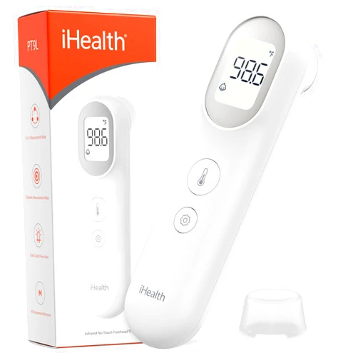 iHealth Infrared Digital Thermometer for Adults and Kids, Baby Thermometer with 3-in-1 Mode & 3-Color Prompt, Fever Alarm & Silent Mode, Forehead & Object Detection, 40 Memory Storages, PT9L, White