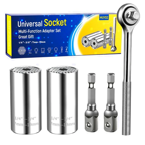MUYDZ Super Universal Socket Wrench Tools Grip Multi Function Ratchet Wrench Power Drill Bit Adapter 1/4