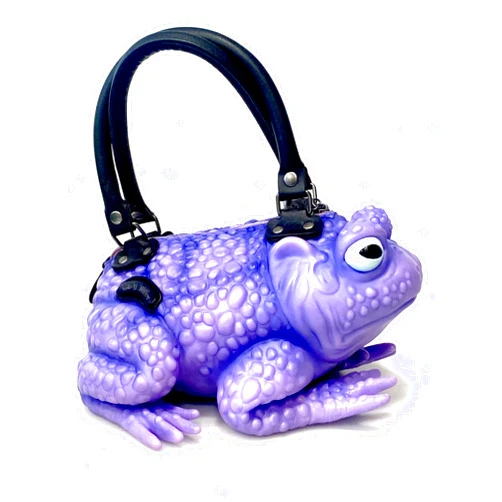 Windy Willow Purple Toad with Glow Eyes - Bag Purse Satchel Handbag Crossbody Witch Frog Cottagecore Goblincore Dark Gothic Aesthetic