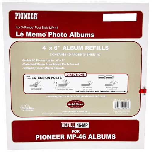 Pioneer Photo Albums Pioneer Memo Pocket Album Refill 4-Inch by 6-Inch for mp-46 albums, White