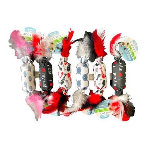 Multipet Candy Cat Toy with Catnip for Active Play Fun, Creative and Durable (6-Pack, Colors May Vary)