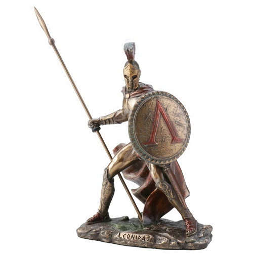 Veronese Design 4 Inch Miniature Greek Spartan Warrior Leonidas Cold Cast Resin Bronze Finish Figurine Educational Collectible