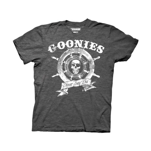 Ripple Junction The Goonies Men's Short Sleeve T-Shirt Captain's Wheel Never Say Die Quote 1980's Comedy Officially Licensed