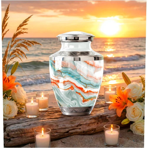 ATRIKYA Abstract Urns for Human Ashes - Small Cremation Urns for Women - Mini Decorative Urn for Ashes for Men - Blue Keepsake Urn for Human Adult Man (Size:- 3 Inch 1 Pc)