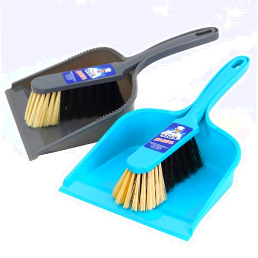 MR.SIGA MR. SIGA Dustpan and Brush Set, Pack of 2 Set, Blue & Grey