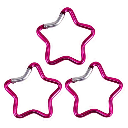 BEICHI UIEHBCV Women Aluminum Carabiner 3pcs Five-Pointed Star Shaped Key Chain Clip Outdoor Camping Keyring Hook Water Bottle Hanging Buckle Random Color