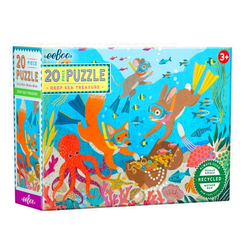 eeBoo: Deep Sea Treasure - 20 Piece Puzzle - 15 x 11 Kids Jigsaw, Oversized Glossy Pieces, Ocean Themed, Preschool Puzzle, Ages 3+