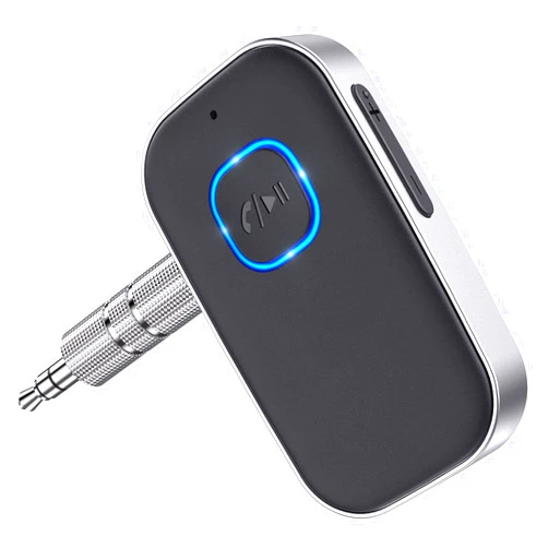 COMSOON Bluetooth Receiver for Car, Noise Cancelling 3.5mm AUX Bluetooth Car Adapter, Wireless Audio Receiver for Home Stereo/Wired Headphones, Hands-Free Call, 16H Battery Life - Black+Silver