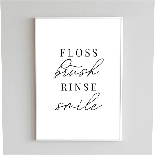 Custom Floss Brush Rinse Smile | Dental Art | For Dentist | Inspirational Quote | Dental Office Decor | Wall ArtPosters for living room, bedroom, motivational quotes, home decor, college dorm room decor