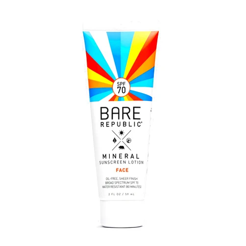 Bare Republic Mineral Sunscreen SPF 70 Sunblock Face Lotion, Enriched with Antioxidant-Rich Hydrators, 2 Fl Oz