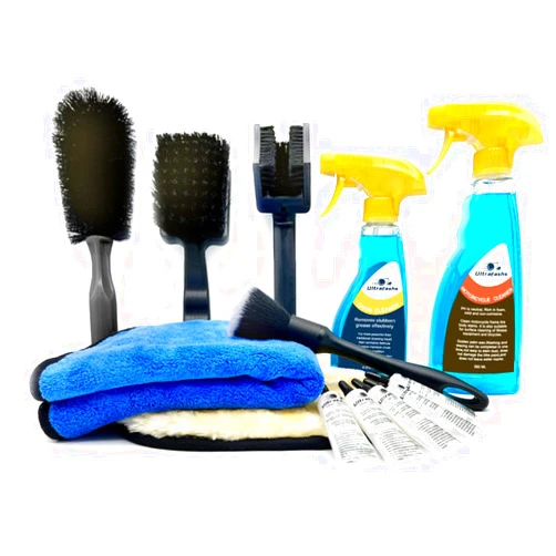 Ultrafashs Motorcycle Dirtbike Wash Kit - Premium Cleaning and Detailing Set for Mudguard,Rims and Paint.Includes Motorcycle Cleaner(560ML),Chain Clean(300ML),Dry Lubricant(10G×5)
