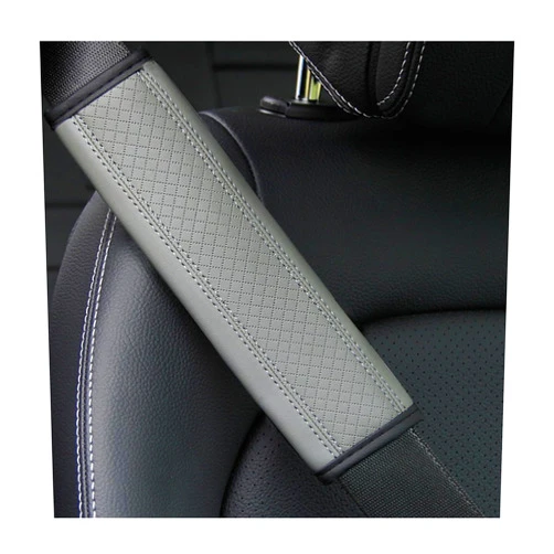 Osilly Car Seat Belt Pads, 2 Pack Fiber Leather Seatbelt Shoulder Strap Covers, More Comfort Driving & Protect Your Neck, Universal Safety Strap Cover for Auto SUV Truck Airplane Backpack (Gray)