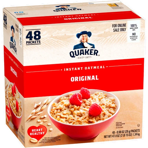 Quaker Instant Oatmeal, Original, Individual Packets, 0.98 Ounce , 48 Count (Pack of 1 )